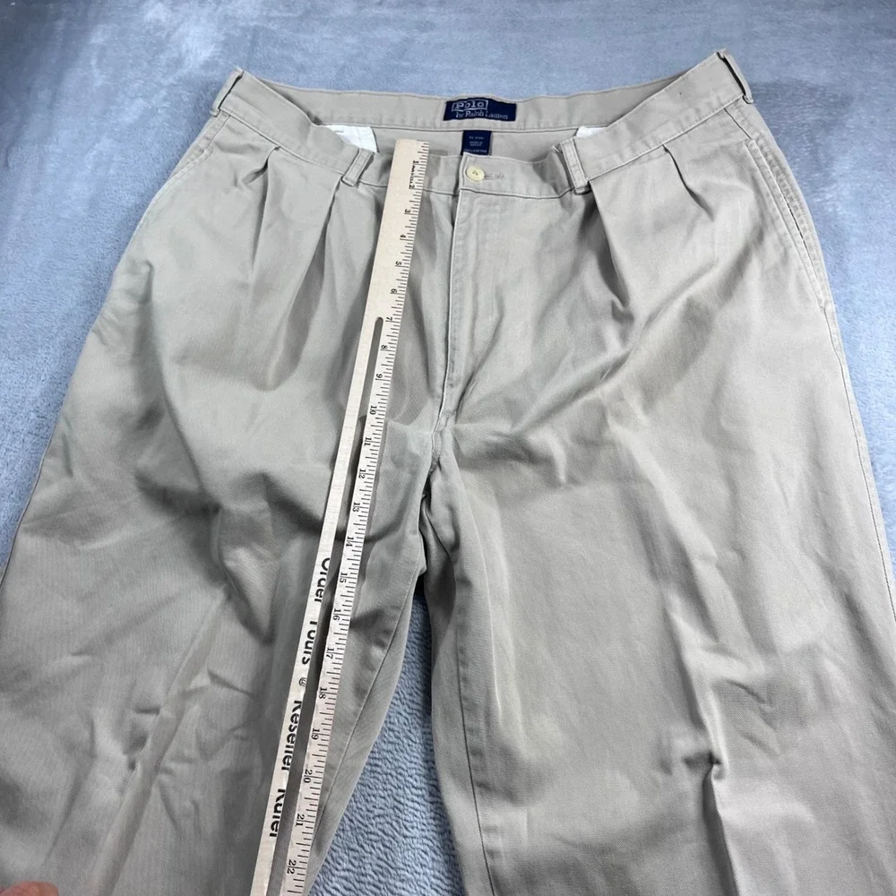 Polo Ralph Lauren Andrew Pant Mens 38x32 Tan Khaki‎ Pleated Chino Twill Trousers